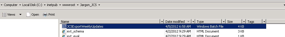 location of JCSExportWeeklyUpdates.bat